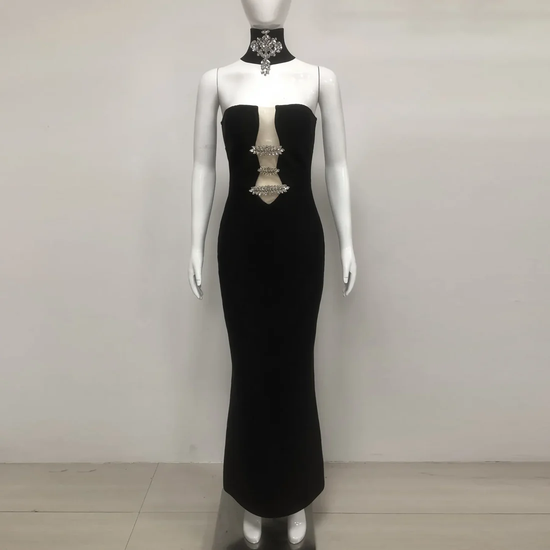 Elegant Black Cutout Evening Gown