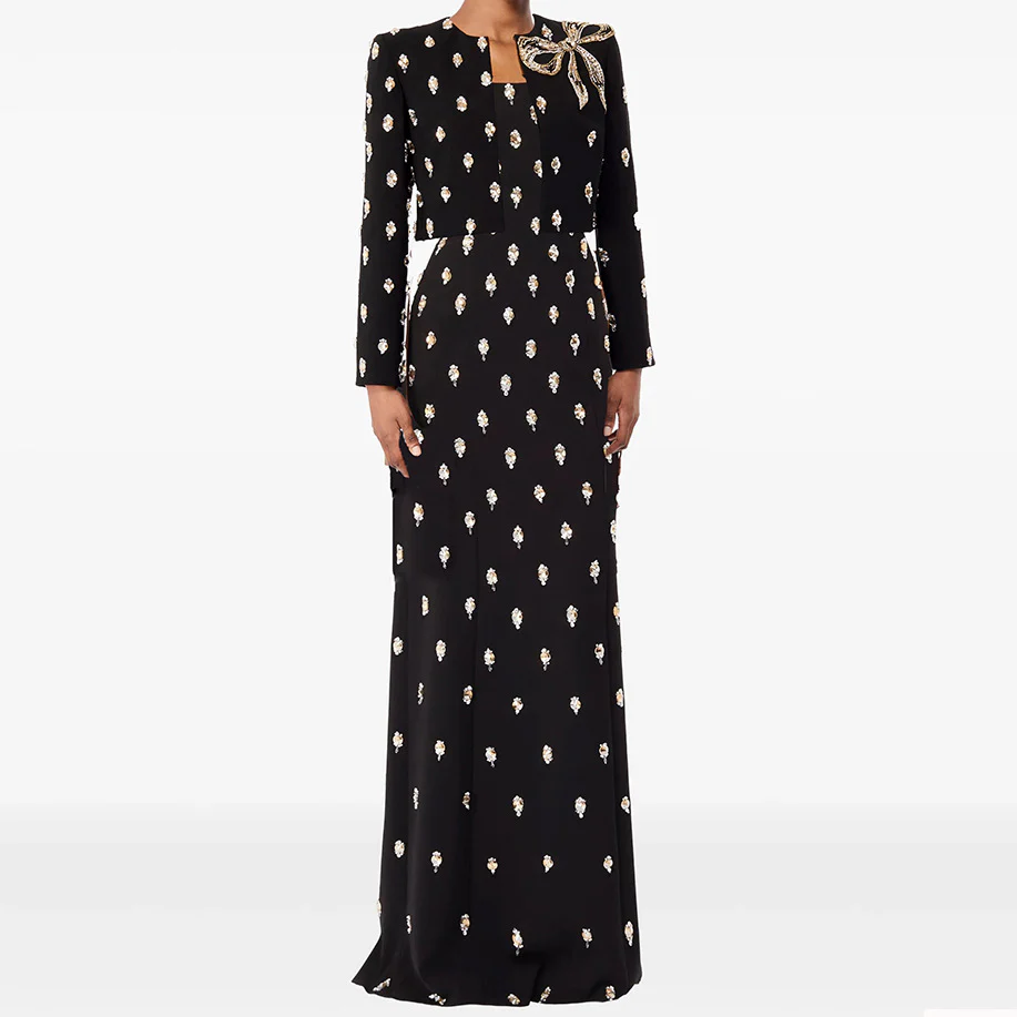 Embellished Black Evening Gown