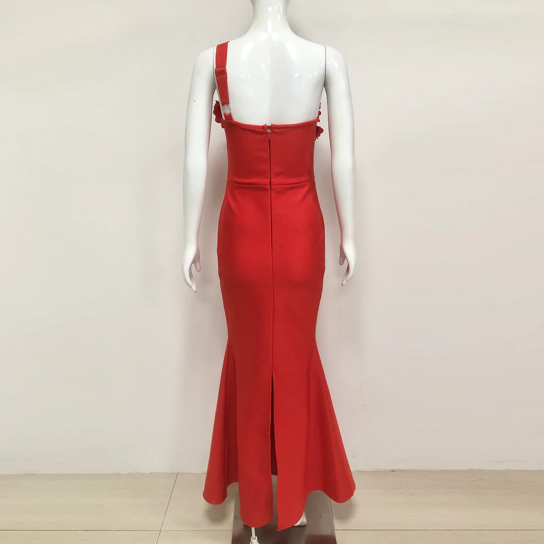 Elegant Red 3D Floral Gown