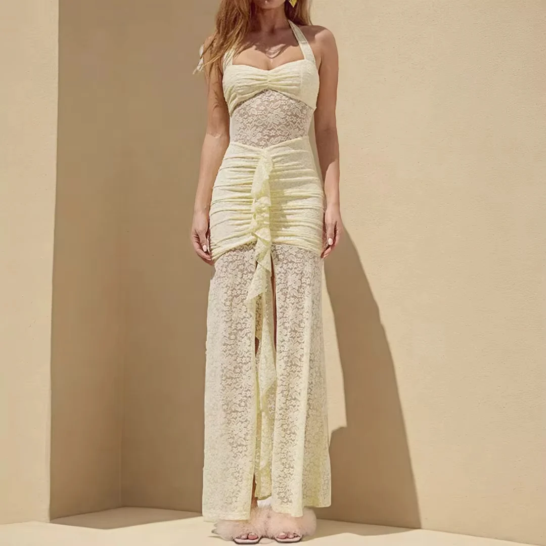 Lace Panel Maxi Dress for Women 