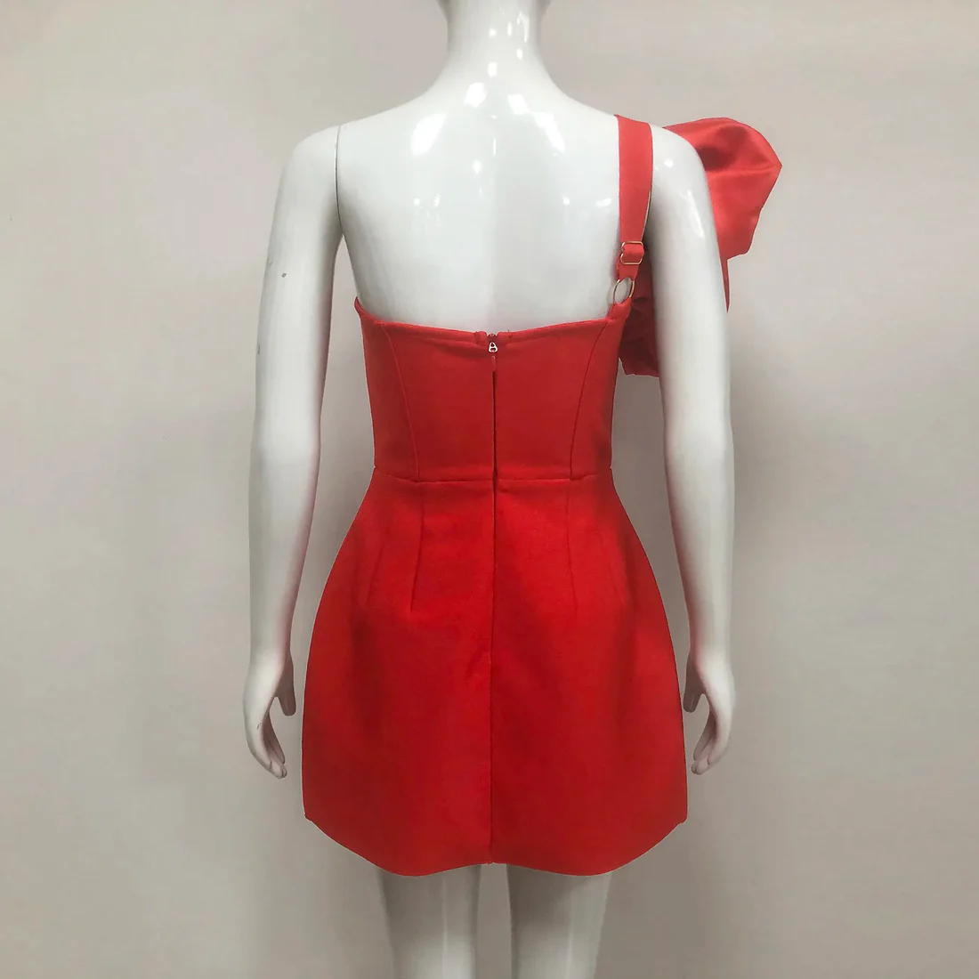 Red One-Shoulder Floral Mini Dress