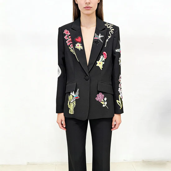 Embroidered Black Suit Set