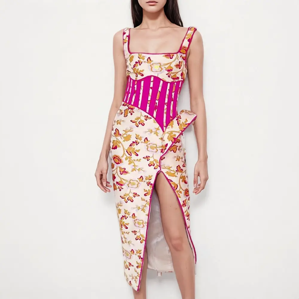 Floral Corset Midi Dress