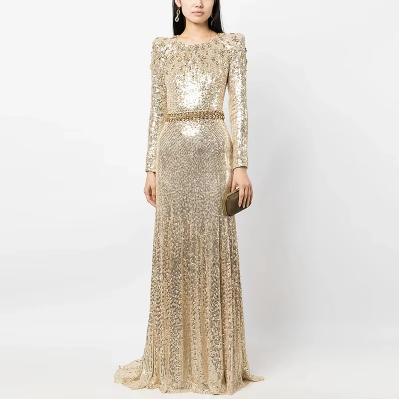 Gold Sequin Evening Gown