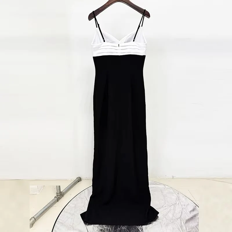 Elegant Black and White Evening Gown