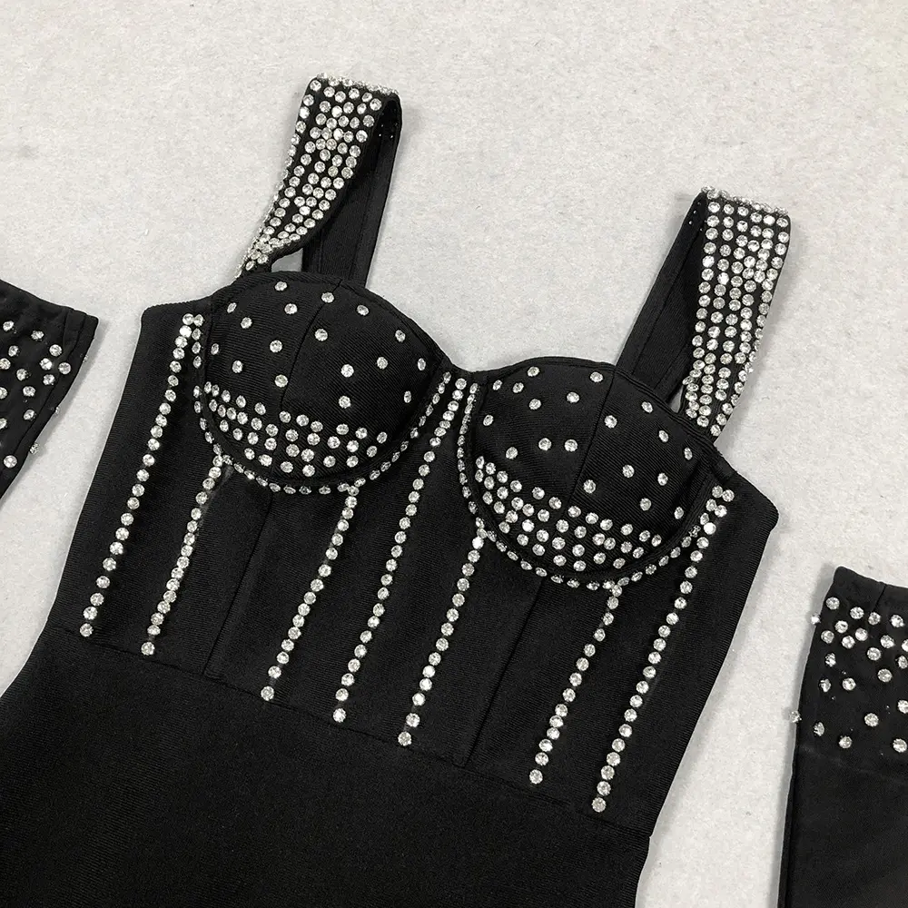 Studded Black Evening Dress