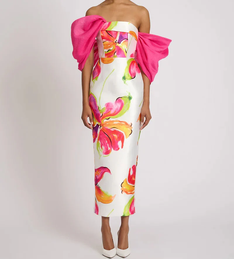 Floral Watercolor Strapless Gown