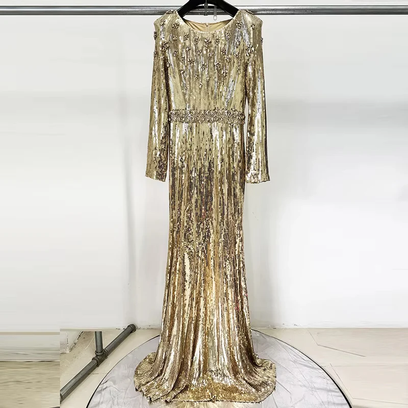 Gold Sequin Evening Gown