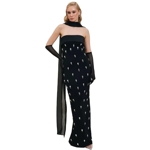 Elegant Black Strapless Evening Gown