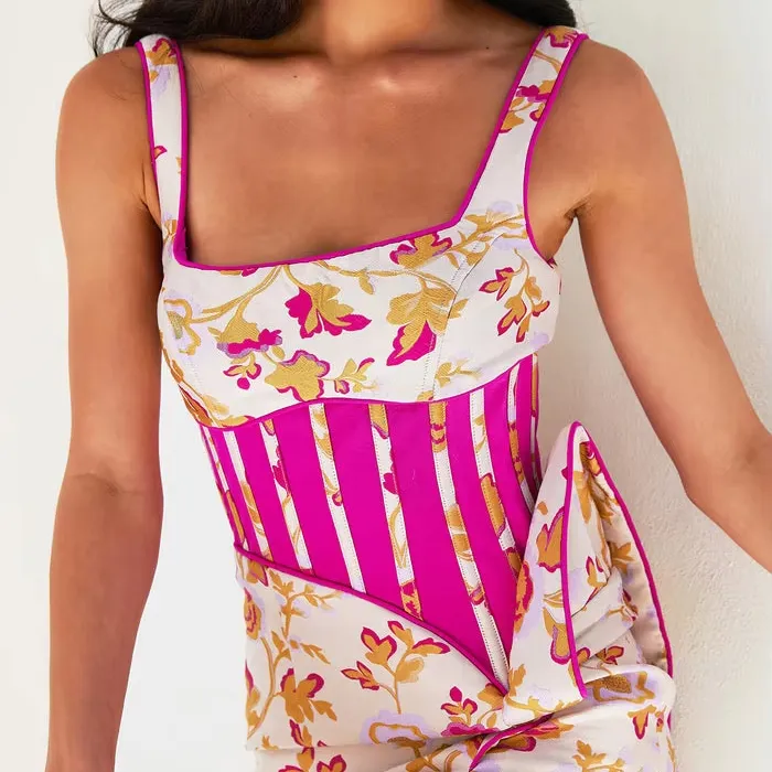 Floral Corset Midi Dress