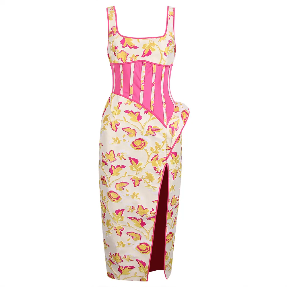 Floral Corset Midi Dress