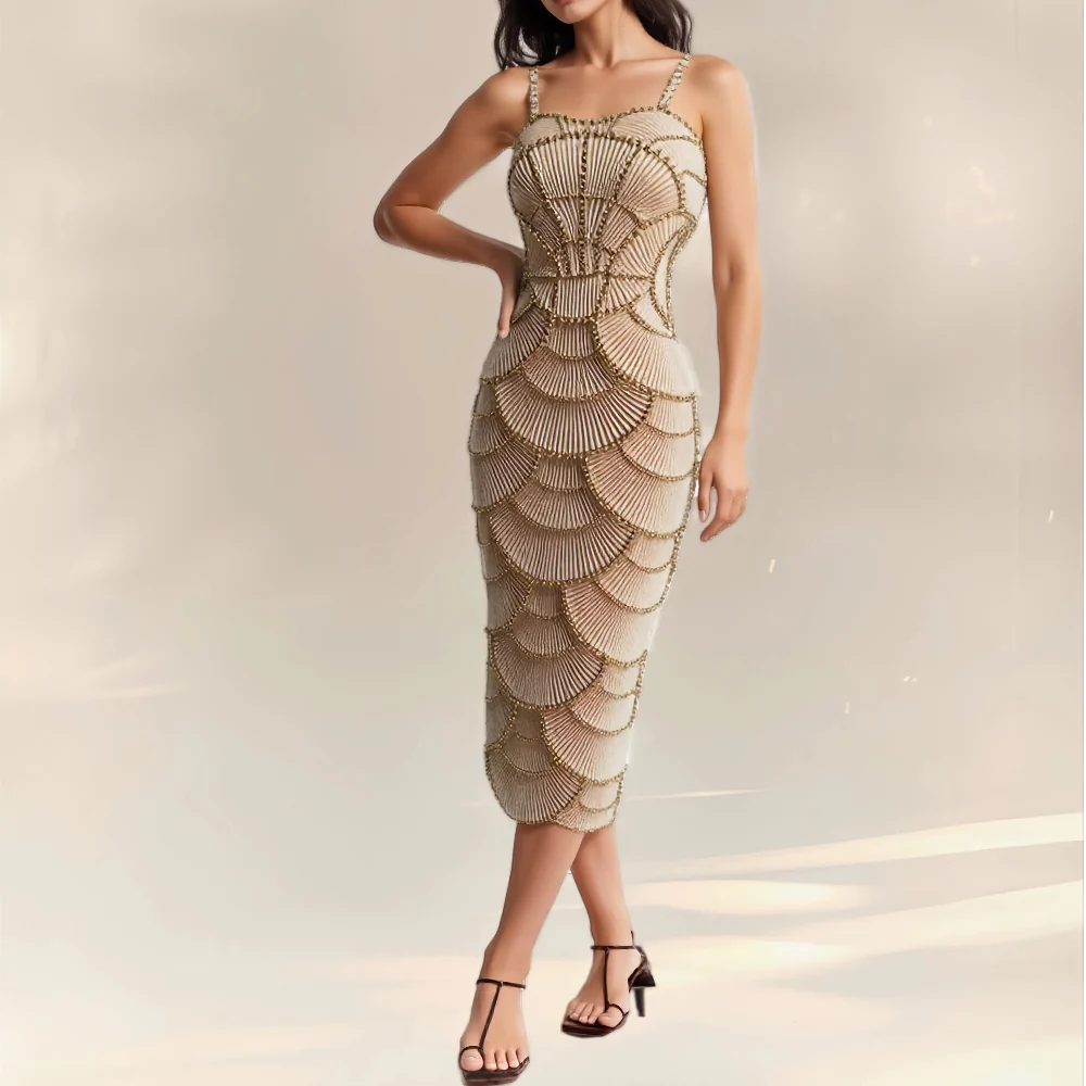 Art Deco Beaded Midi Dress
