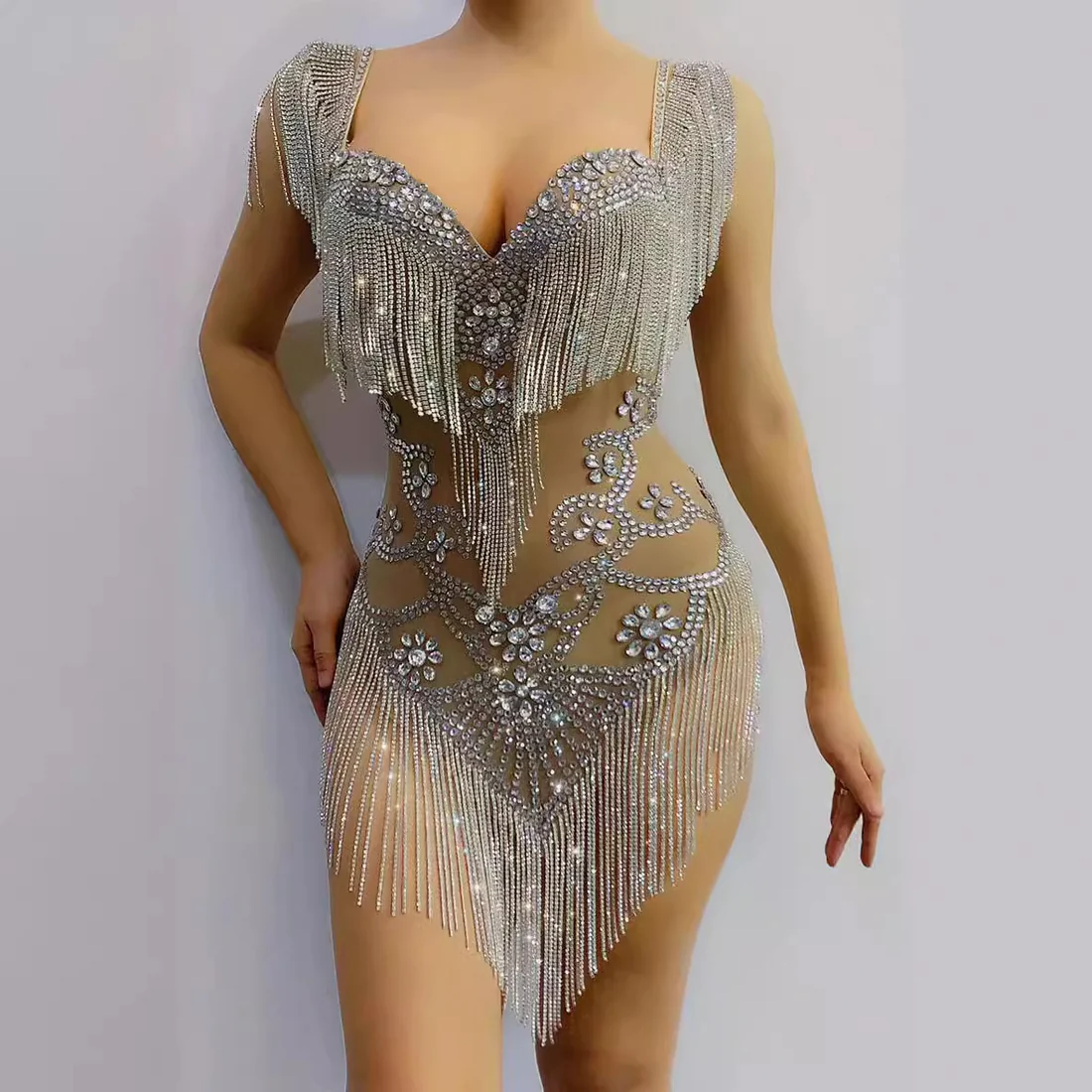 Crystal Fringe Performance Dress