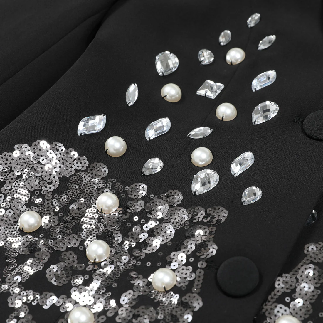 Embellished Black Blazer Dress