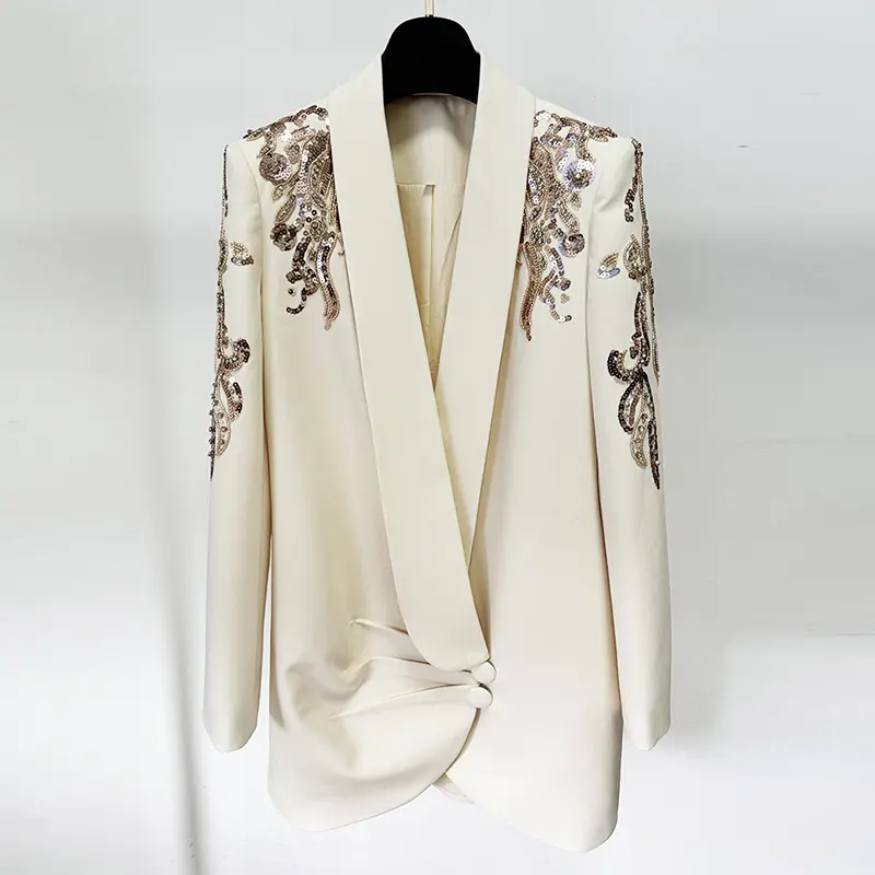Embellished White Blazer
