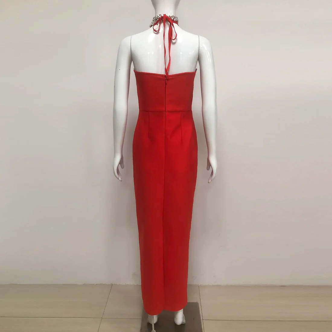 Embellished Red Evening Dress