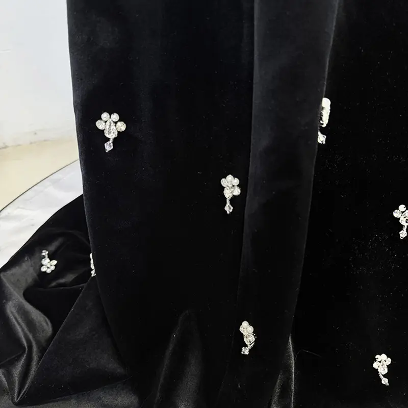 Elegant Black Velvet Evening Gown