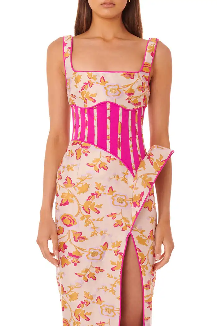 Floral Corset Midi Dress