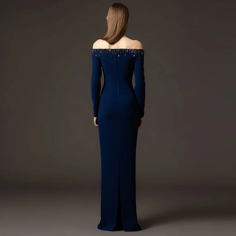 Elegant Navy Evening Gown