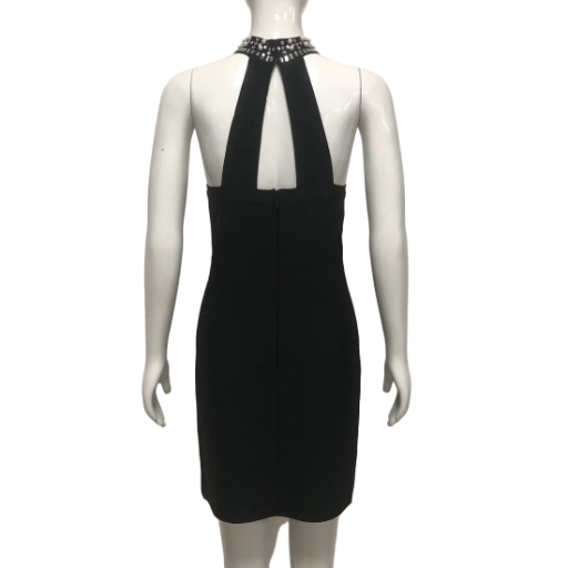 Pearl Embellished Black Mini Dress