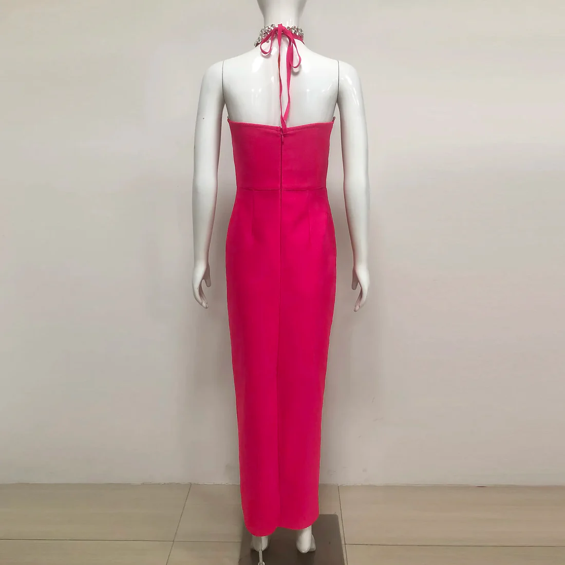 Crystal Embellished Hot Pink Cocktail Dress
