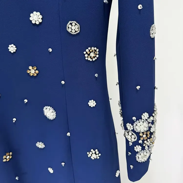 Embellished Navy Evening Gown