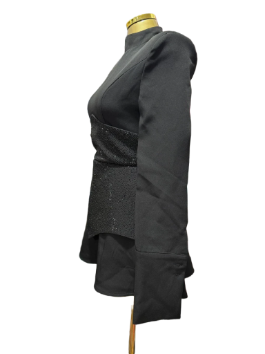 Elegant Black Peplum Mini Dress