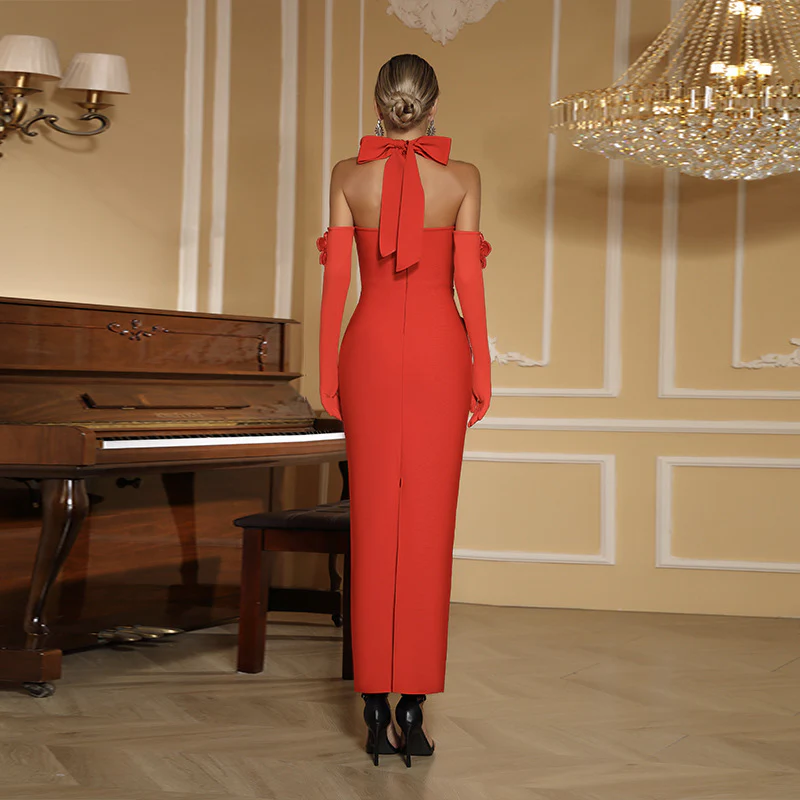 Strapless Rose Appliqué Dress