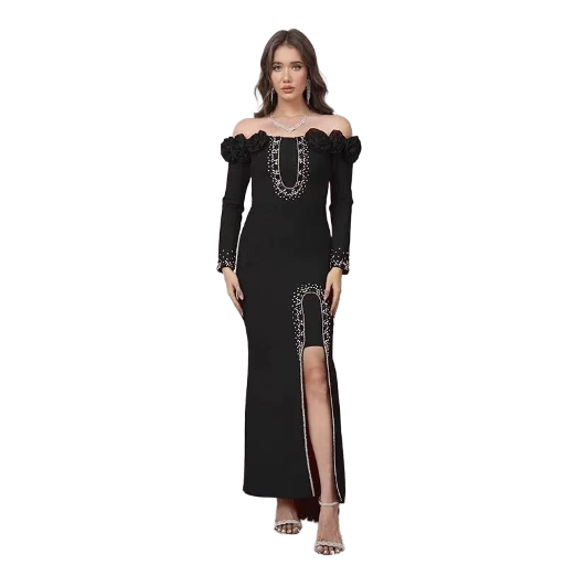 Elegant Off-Shoulder  Evening Gown