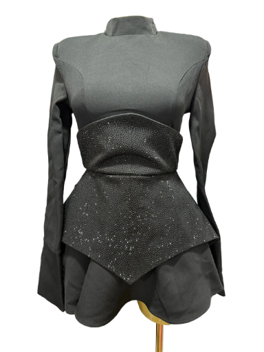 Elegant Black Peplum Mini Dress