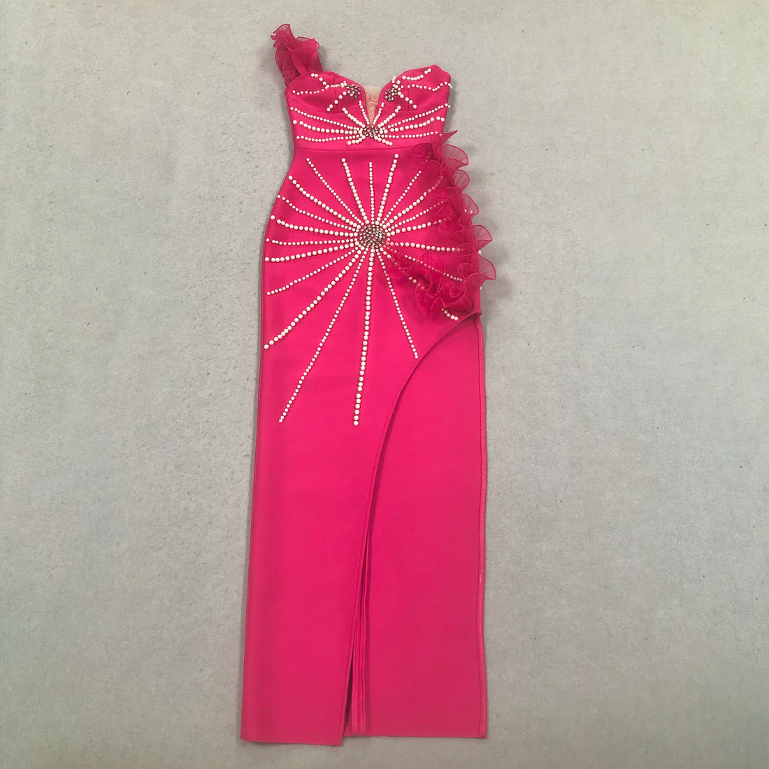 Stunning Pink Rhinestone Evening Gown