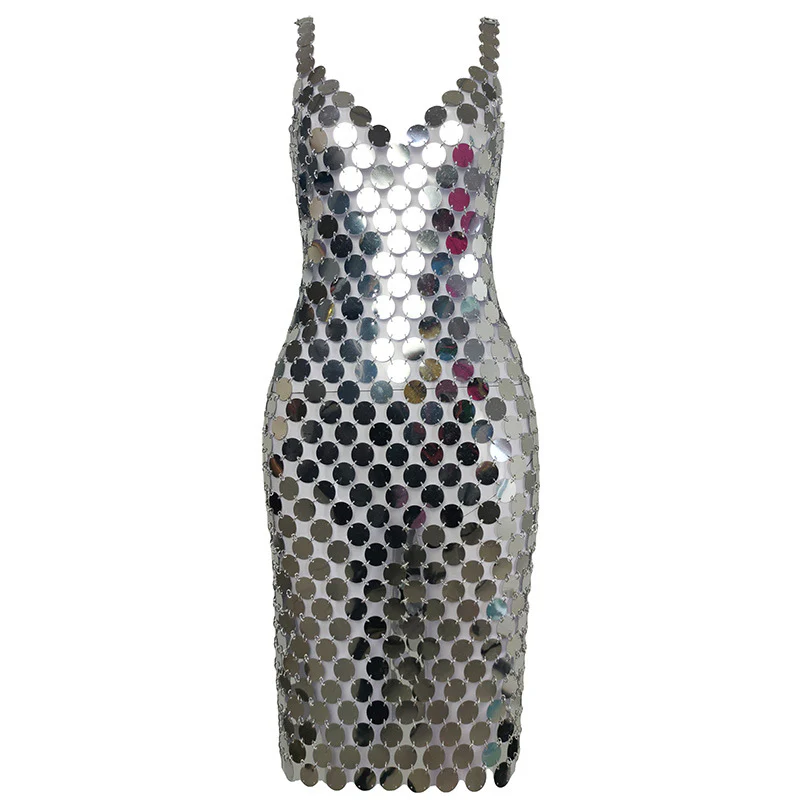 Silver Sequin Mini Dress