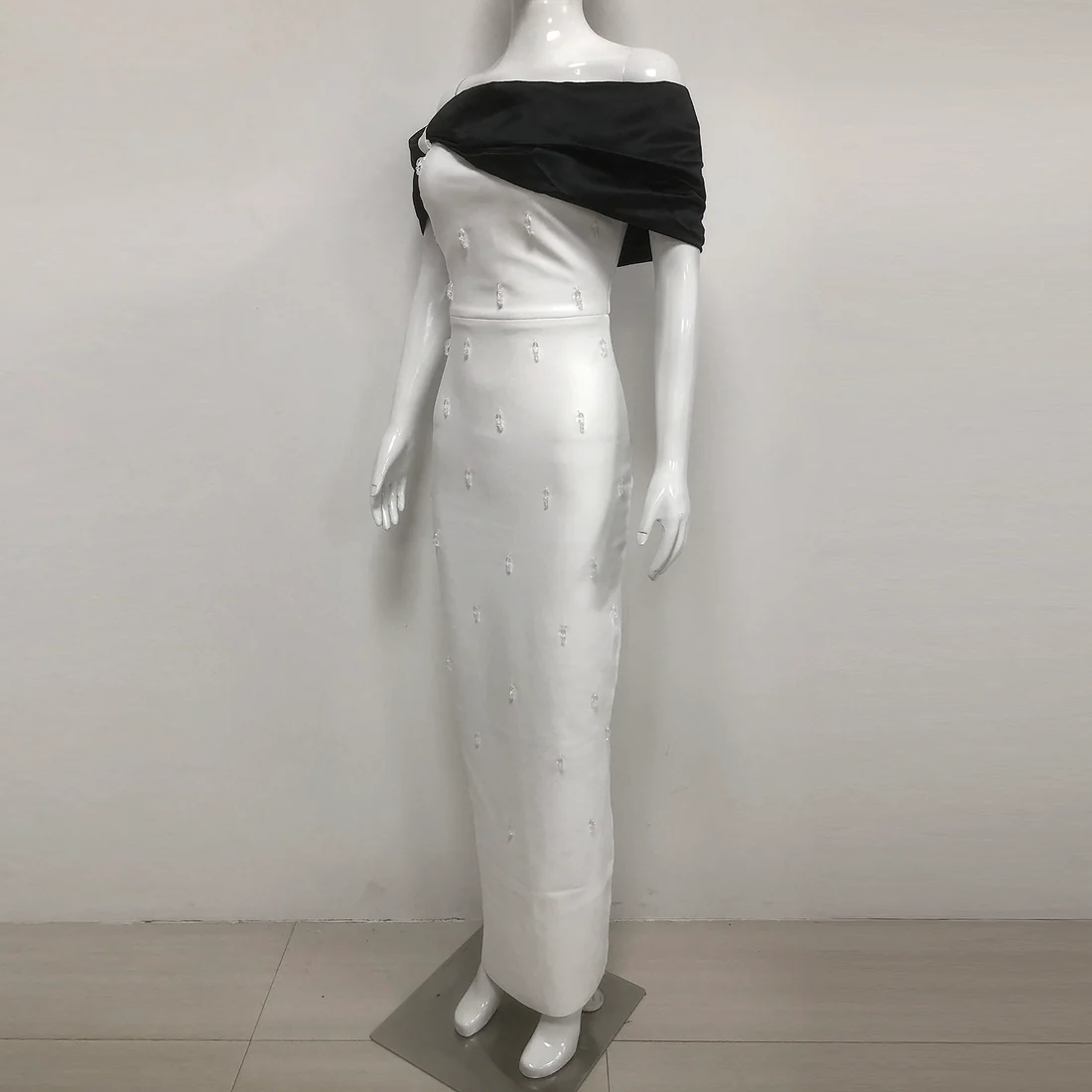 Elegant Black & White Evening Gown