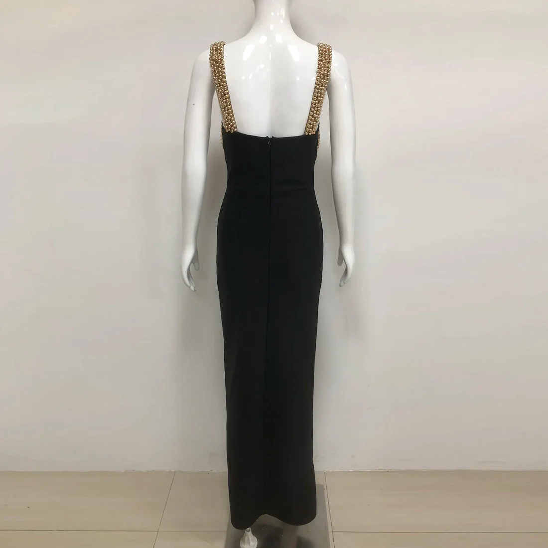 Gold-Embellished Evening Gown