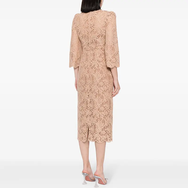 Elegant Black Lace Midi Dress