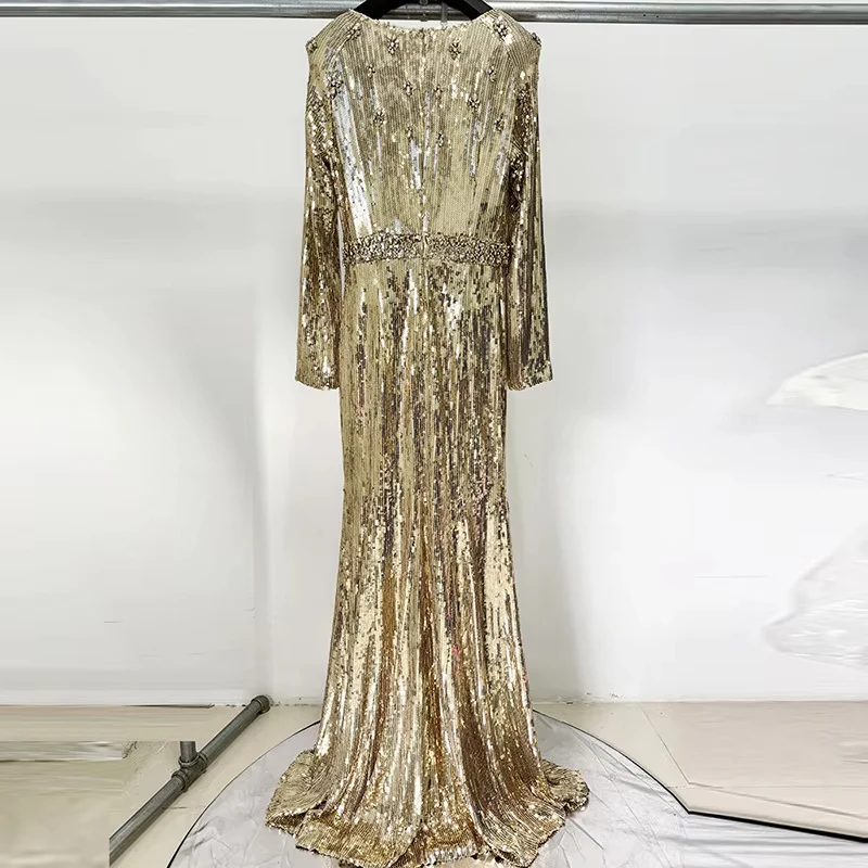 Gold Sequin Evening Gown