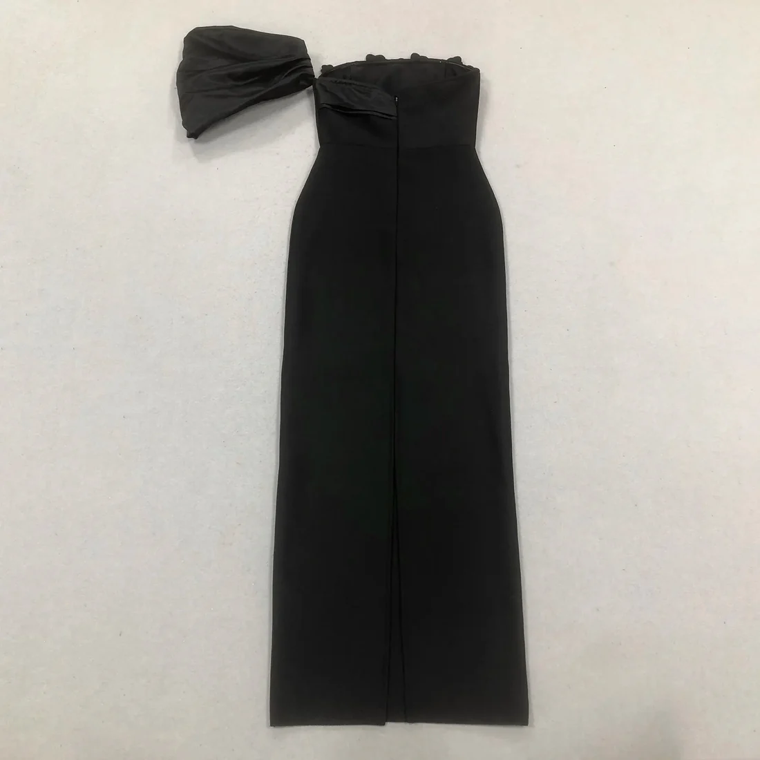 Embellished Black Strapless Evening Dress