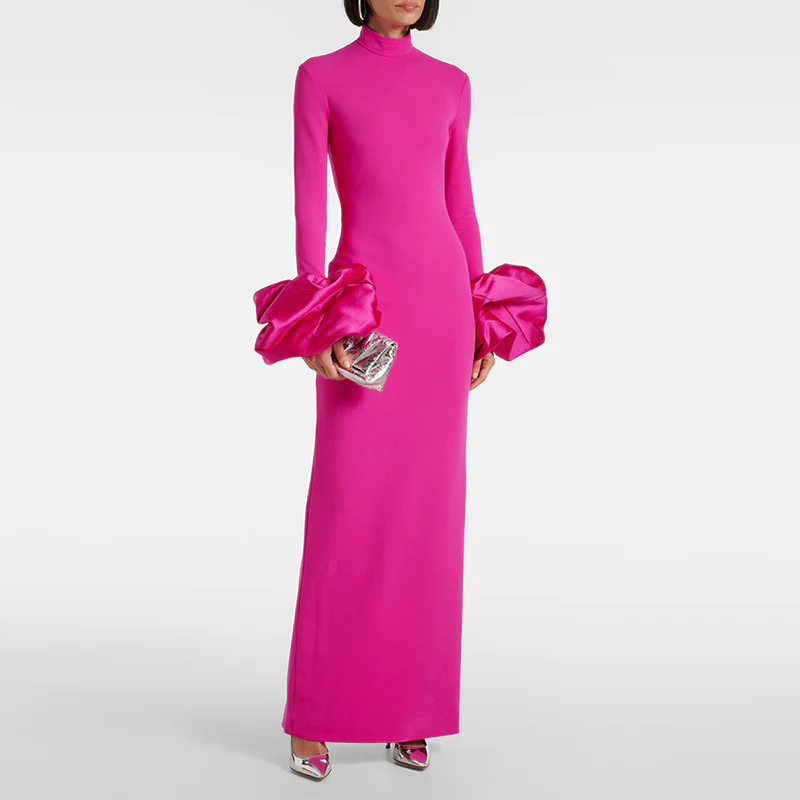 Fuchsia Statement Sleeve Gown