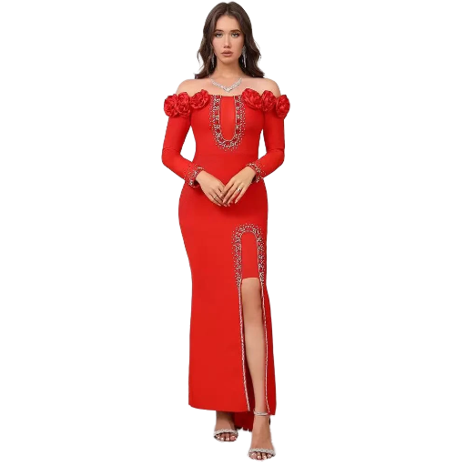 Elegant Off-Shoulder  Evening Gown