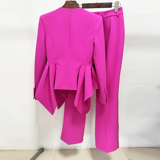 Fuchsia Peplum Suit Set