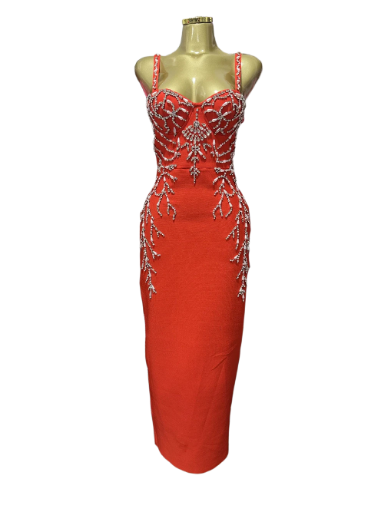 Elegant Black Beaded Evening Dress