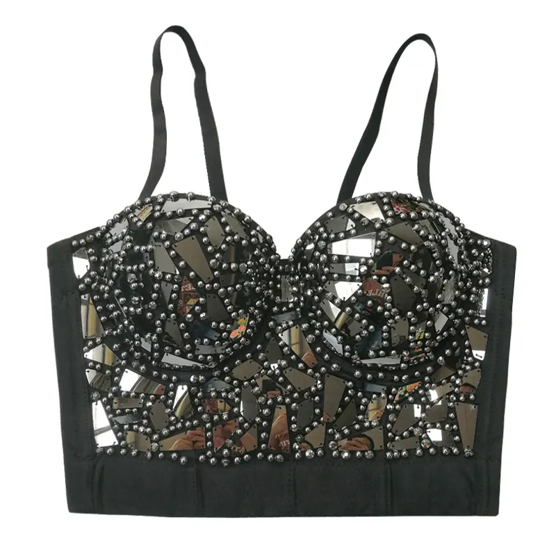 Embroidered Geometric Crop Top