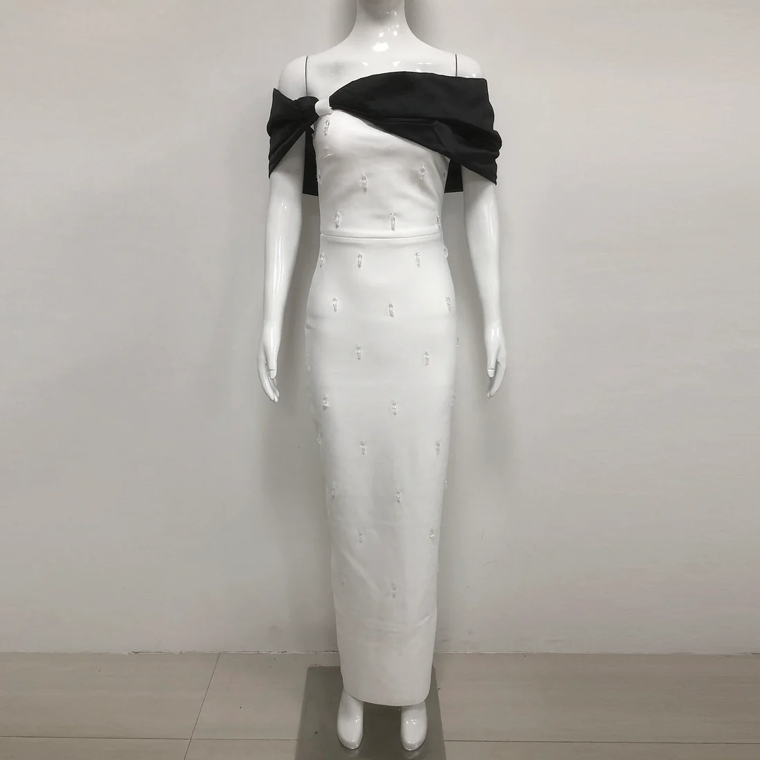 Elegant Black & White Evening Gown