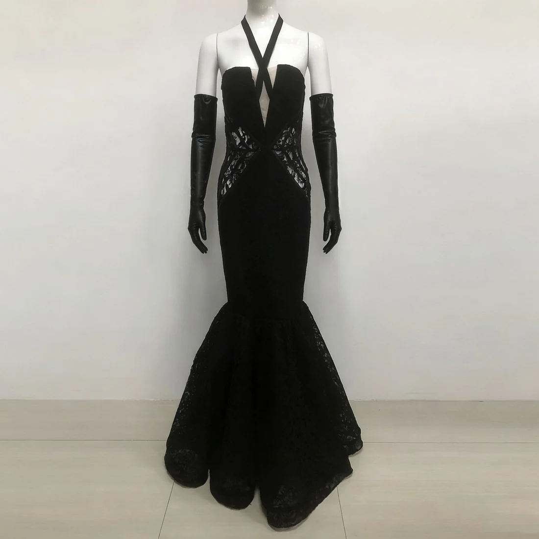 Black Lace Evening Gown