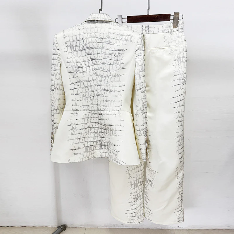 Ivory Satin Blazer Suit