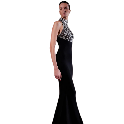 Elegant High-Neck Evening Gown