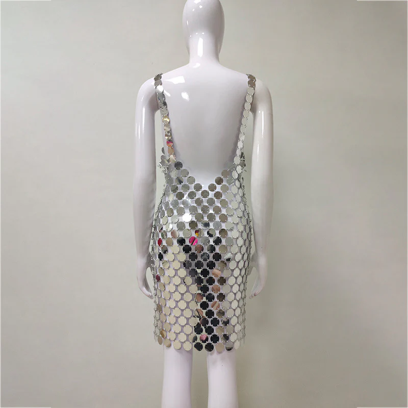 Silver Sequin Mini Dress
