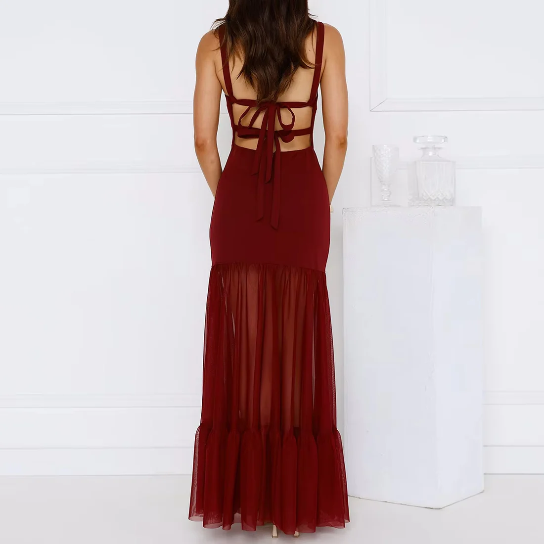 Elegant Black Sheer Maxi Dress