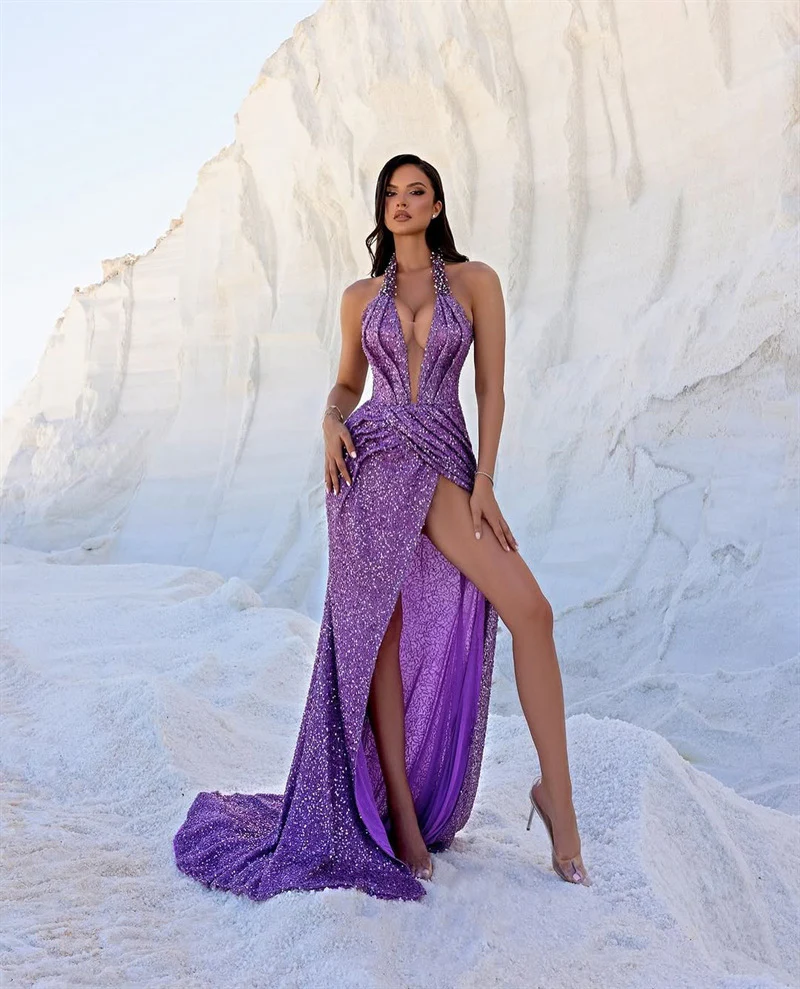 Sparkling Lavender Evening Gown