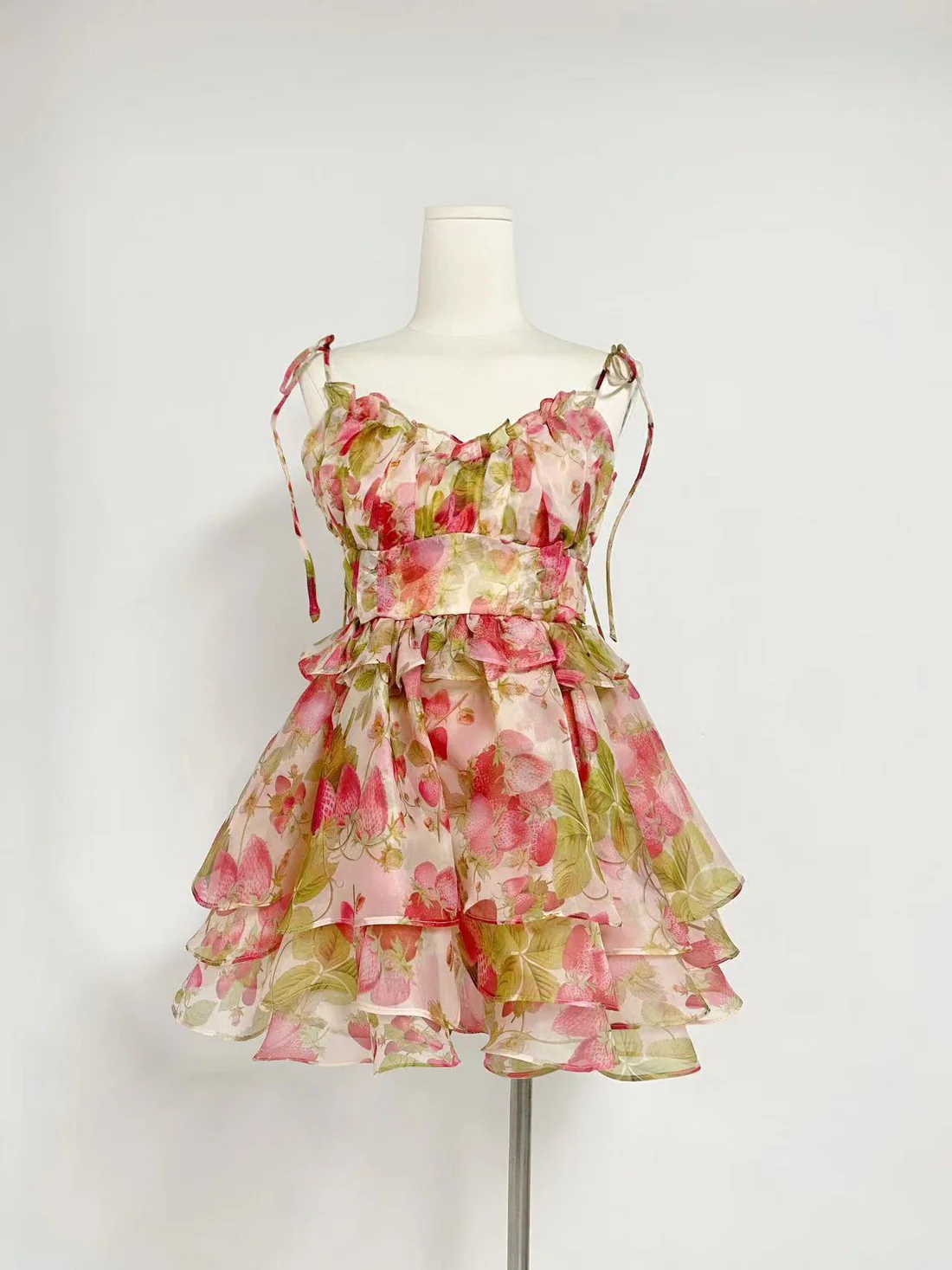 Lace-up Floral Print Mini Dress